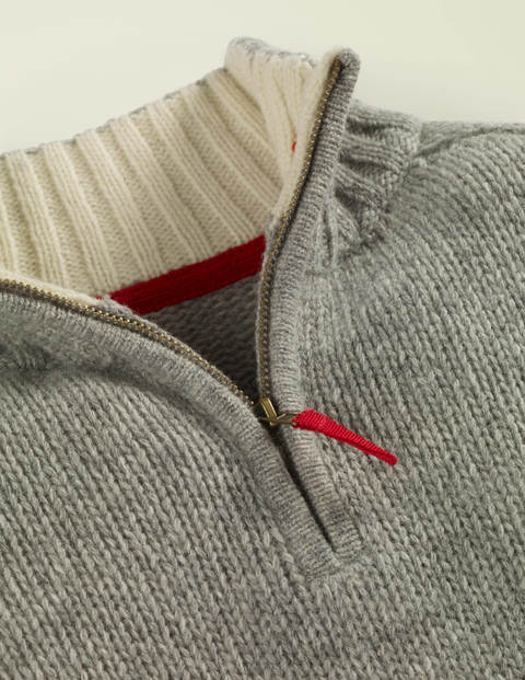 Pull Partiellement Zippé - Gris chiné Pull Partiellement Zippé - Gris chiné