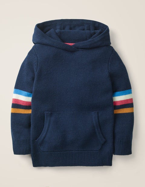 Knitted Hoodie – College Blue/Rainbow