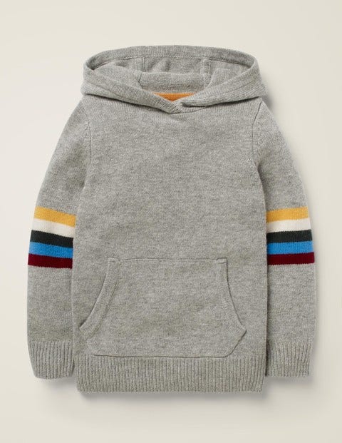 Knitted Hoodie - Grey Marl/Rainbow Knitted Hoodie - Grey Marl/Rainbow