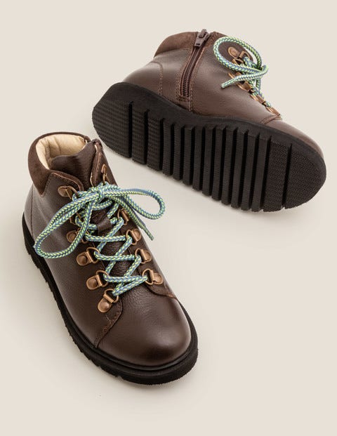 Leather Chunky Boots - Chocolate Leather Chunky Boots - Chocolate