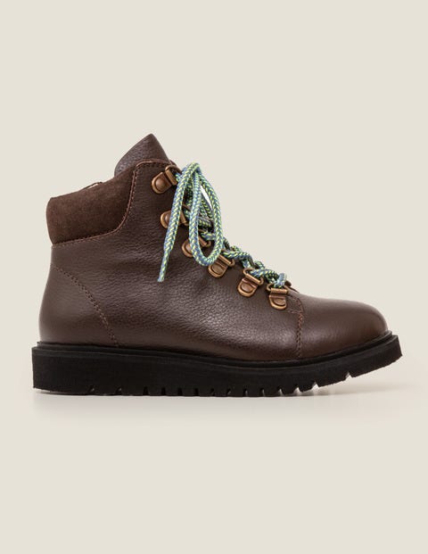 Leather Chunky Boots - Chocolate Leather Chunky Boots - Chocolate