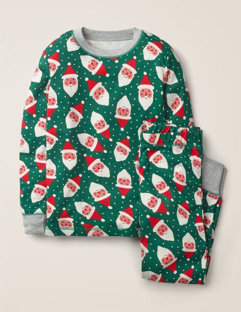 Pyjama Long Cosy - Têtes de Père Noël vert festif Pyjama Long Cosy - Têtes de Père Noël vert festif
