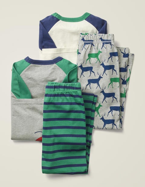 Festlicher Pyjama Im Doppelpack - Grau Meliert, Rentier Festlicher Pyjama Im Doppelpack - Grau Meliert, Rentier