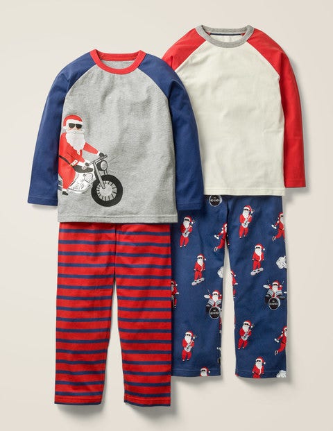 Deux Pyjamas Festifs - Père Noël bleu tribord Deux Pyjamas Festifs - Père Noël bleu tribord