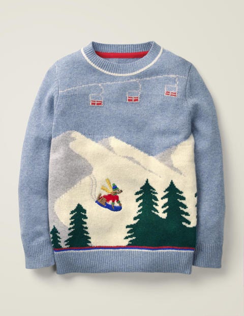 Festive Crew Jumper - Wren Blue Ski Festive Crew Jumper - Wren Blue Ski