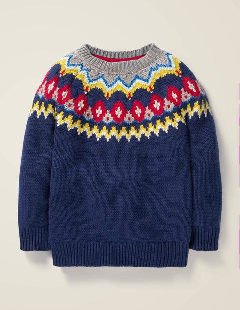 Pull Col Rond Festif Épais - Bleu tribord Pull Col Rond Festif Épais - Bleu tribord