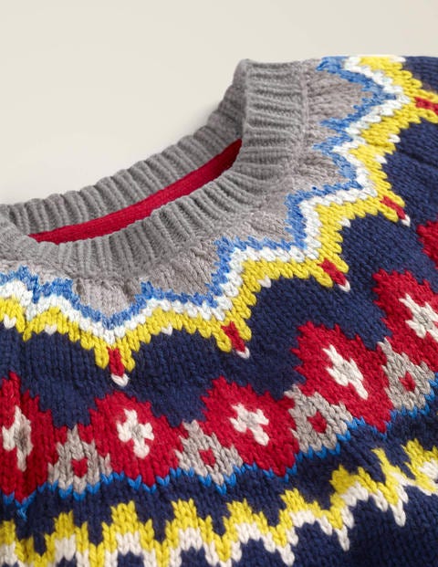 Pull Col Rond Festif Épais - Bleu tribord Pull Col Rond Festif Épais - Bleu tribord