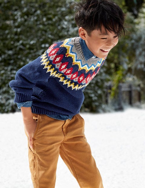 Pull Col Rond Festif Épais - Bleu tribord Pull Col Rond Festif Épais - Bleu tribord