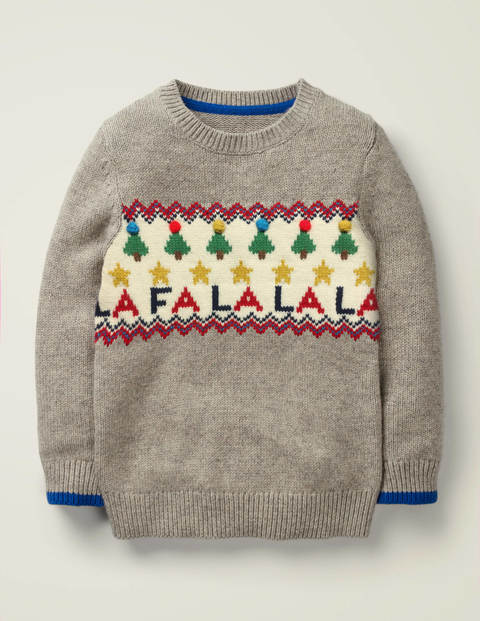 Pull Motif Jacquard Festif - Motif jacquard gris chiné Pull Motif Jacquard Festif - Motif jacquard gris chiné
