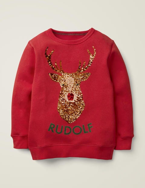 Festliches Pailletten-Sweatshirt - Paprikarot, Rudolph Festliches Pailletten-Sweatshirt - Paprikarot, Rudolph
