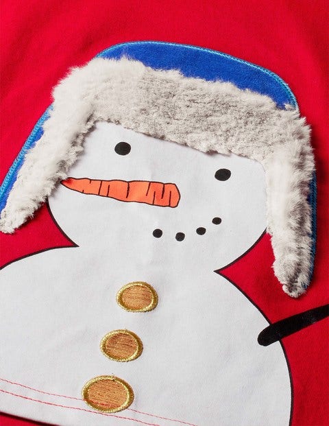 Fluffy Festive T-Shirt - Poppadew Red Snowman Fluffy Festive T-Shirt - Poppadew Red Snowman