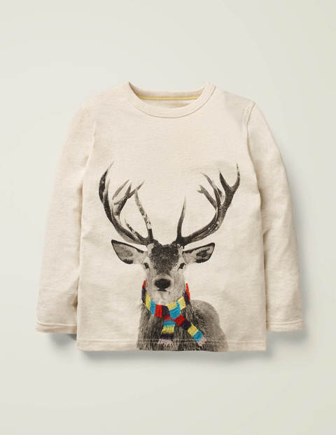Festive Photographic T-Shirt - Oatmeal Marl Deer Festive Photographic T-Shirt - Oatmeal Marl Deer