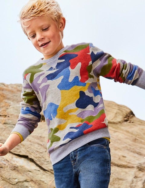 Bequemes Sweatshirt - Mittelgrau, Jaspiert/Camouflage Bequemes Sweatshirt - Mittelgrau, Jaspiert/Camouflage