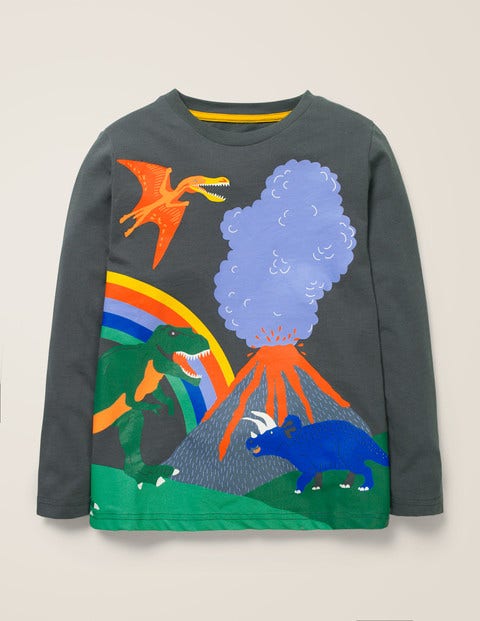 T-Shirt mit Abenteuermotiv - Rauchgrau, Dinosaurier T-Shirt mit Abenteuermotiv - Rauchgrau, Dinosaurier