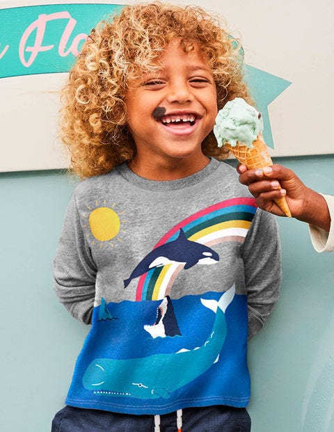 Adventure T-Shirt - Mid Grey Marl Whales Adventure T-Shirt - Mid Grey Marl Whales
