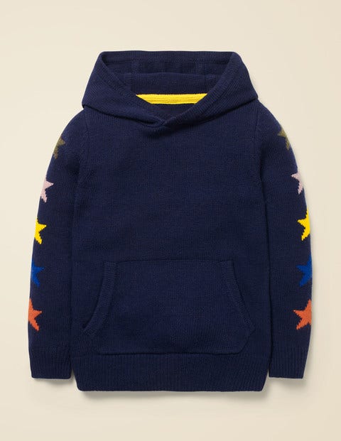Sweat À Capuche En Maille À Motif Étoile - Étoiles bleu marine universitaire Sweat À Capuche En Maille À Motif Étoile - Étoiles bleu marine universitaire