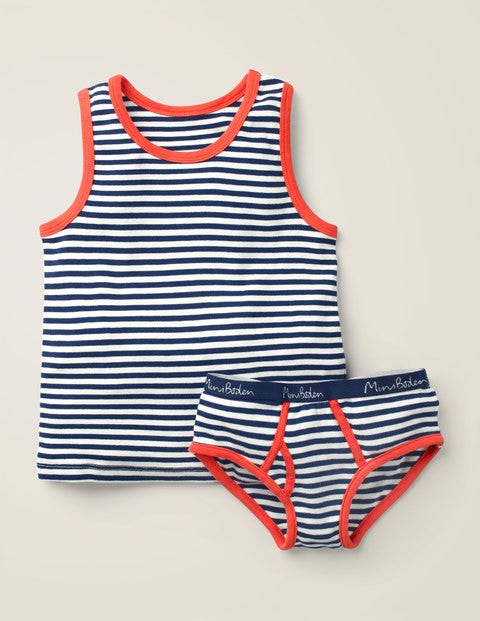 Set Aus Unterhemd Und Slips - Dunkelblau/Naturweiß Set Aus Unterhemd Und Slips - Dunkelblau/Naturweiß