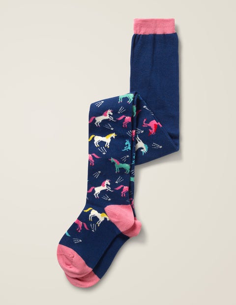 Patterned Tights - College Blue Unicorns Patterned Tights - College Blue Unicorns