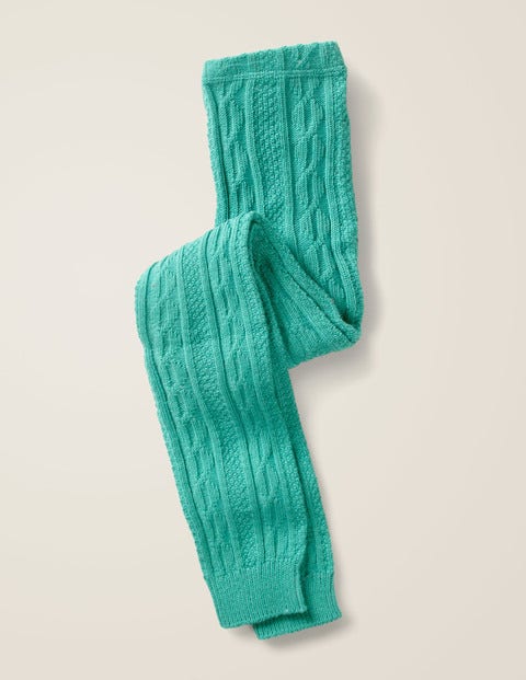 Cable Footless Tights - Soft Lilypad Green Cable Footless Tights - Soft Lilypad Green