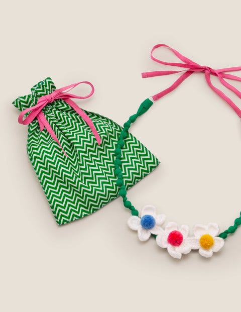 Fabric Necklace - Watercress Green Flowers Fabric Necklace - Watercress Green Flowers