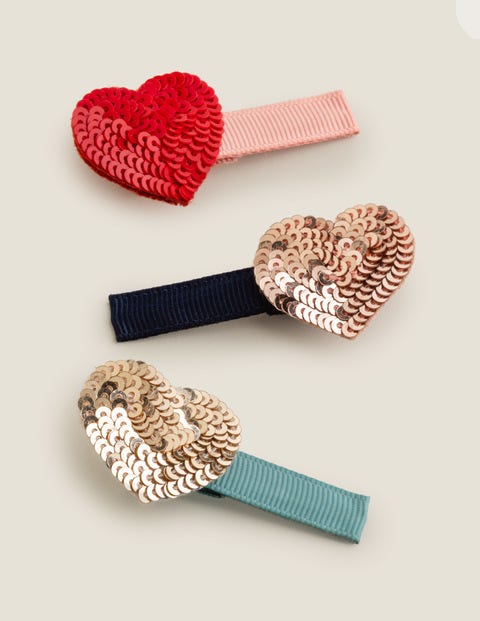 Haarclips Im 3Er-Pack - Bunt, Herzmuster Haarclips Im 3Er-Pack - Bunt, Herzmuster