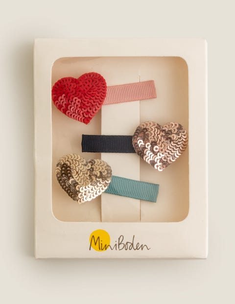 Haarclips Im 3Er-Pack - Bunt, Herzmuster Haarclips Im 3Er-Pack - Bunt, Herzmuster