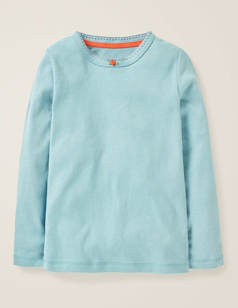 Long-Sleeved Rosebud T-Shirt - Ice Blue Long-Sleeved Rosebud T-Shirt - Ice Blue
