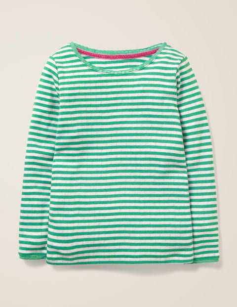 Supersoft Pointelle T-Shirt - Ivory/ Asparagus Green Supersoft Pointelle T-Shirt - Ivory/ Asparagus Green