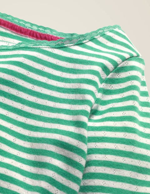 Supersoft Pointelle T-Shirt - Ivory/ Asparagus Green Supersoft Pointelle T-Shirt - Ivory/ Asparagus Green