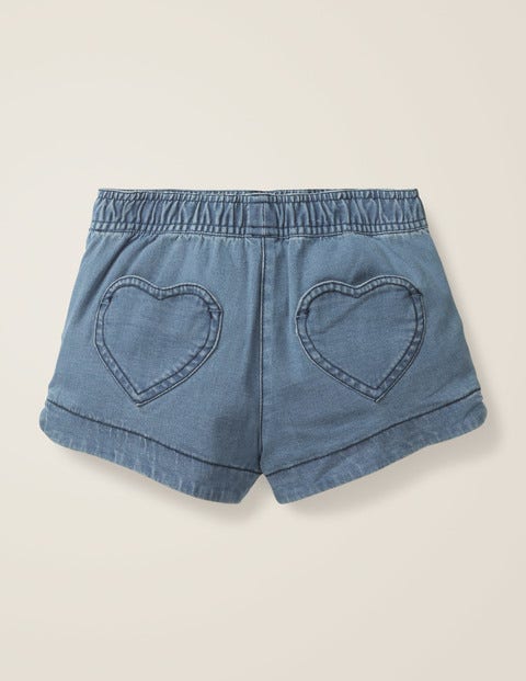 Heart Pocket Shorts - Chambray Blue Heart Pocket Shorts - Chambray Blue