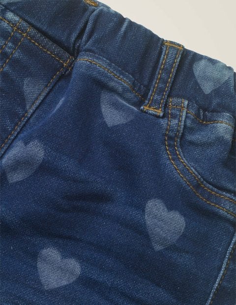 Denim-Leggings Mit Adventure-Flex - Mittleres Vintageblau, Herzen Denim-Leggings Mit Adventure-Flex - Mittleres Vintageblau, Herzen