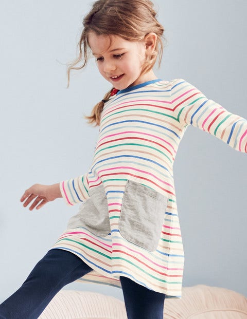 Witziges Jerseykleid Mit Tasche - Regenbogen/Bunt, Gestreift Witziges Jerseykleid Mit Tasche - Regenbogen/Bunt, Gestreift