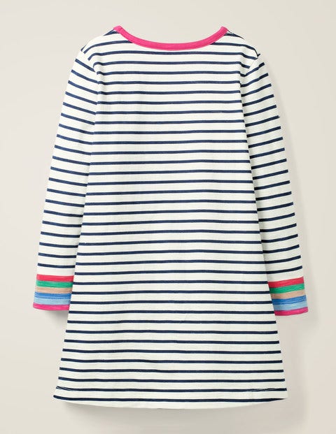 Fun Pocket Jersey Dress - Ivory/College Blue Stripe Fun Pocket Jersey Dress - Ivory/College Blue Stripe