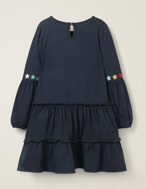 Bright Tiered Jersey Dress - Stormy Blue Unicorns Bright Tiered Jersey Dress - Stormy Blue Unicorns