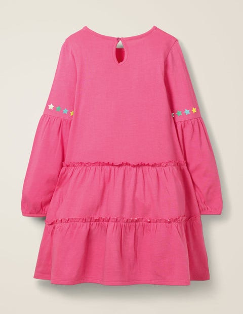 Fröhliches Stufen-Jerseykleid - Knallrosa, Einhörner Fröhliches Stufen-Jerseykleid - Knallrosa, Einhörner