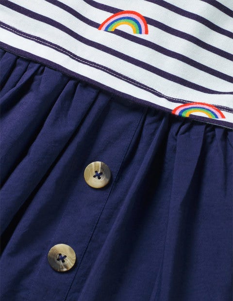 Kleid Mit Mustermix - Naturweiß/Dunkelblau, Regenbögen Kleid Mit Mustermix - Naturweiß/Dunkelblau, Regenbögen