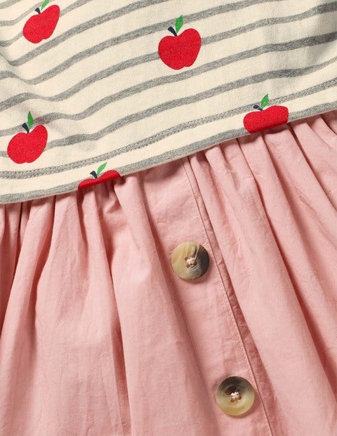Kleid Mit Mustermix - Grau Meliert/Naturweiß, Äpfel Kleid Mit Mustermix - Grau Meliert/Naturweiß, Äpfel