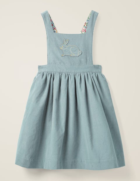 Embroidered Pinafore Dress - Breeze Blue/Bunny Embroidered Pinafore Dress - Breeze Blue/Bunny