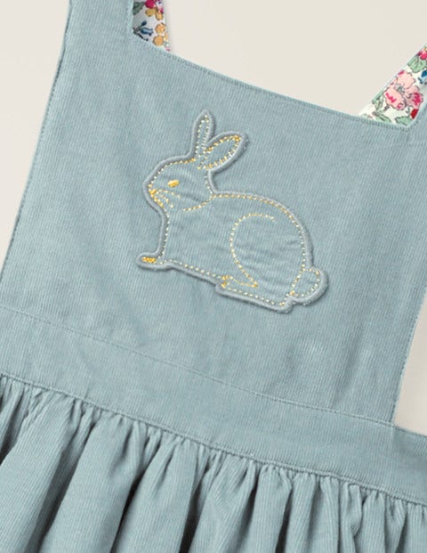 Embroidered Pinafore Dress - Breeze Blue/Bunny Embroidered Pinafore Dress - Breeze Blue/Bunny