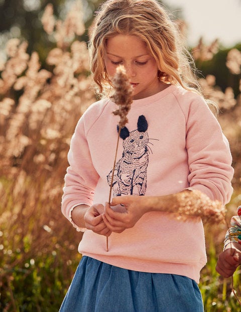 Printed Pet Pals Sweatshirt - Provence Dusty Pink Marl Cat Printed Pet Pals Sweatshirt - Provence Dusty Pink Marl Cat