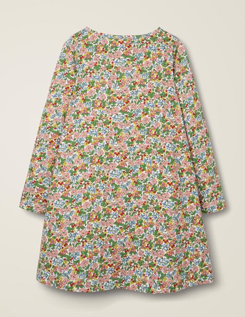 Big Appliqué Jersey Dress - Multi Flower Berry Squirrel Big Appliqué Jersey Dress - Multi Flower Berry Squirrel