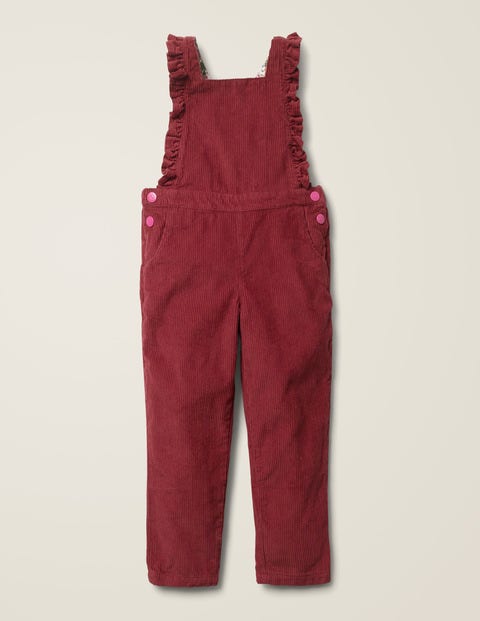 Chunky Cord Frill Dungarees - Bramble Red Chunky Cord Frill Dungarees - Bramble Red