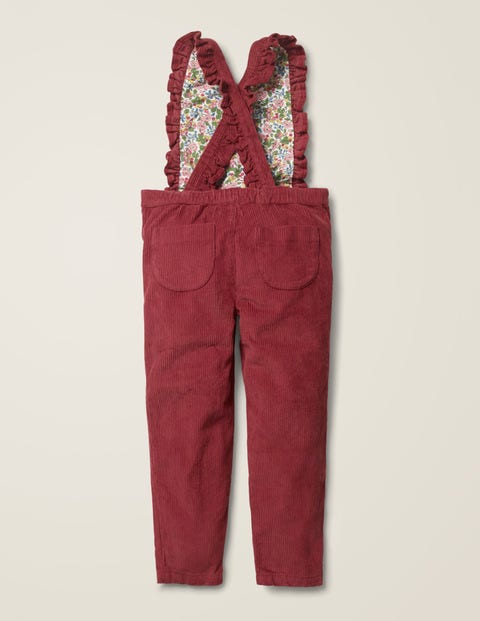 Chunky Cord Frill Dungarees - Bramble Red Chunky Cord Frill Dungarees - Bramble Red
