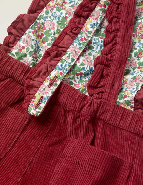 Chunky Cord Frill Dungarees - Bramble Red Chunky Cord Frill Dungarees - Bramble Red