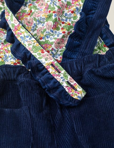 Chunky Cord Frill Overalls - Navy Chunky Cord Frill Overalls - Navy