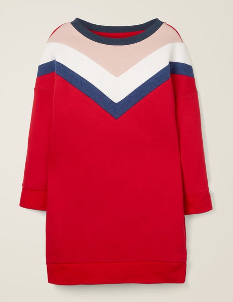 Sporty Chevron Jersey Dress - Carmine Red Sporty Chevron Jersey Dress - Carmine Red