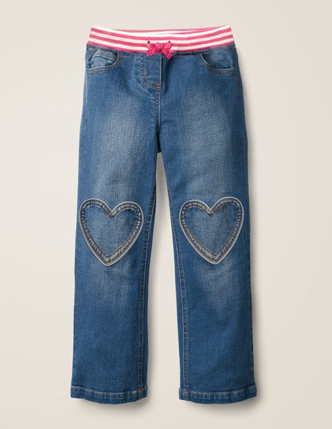 보덴 걸즈 하트 패치 청바지 Boden Heart Patch Jeans - Mid Vintage Denim