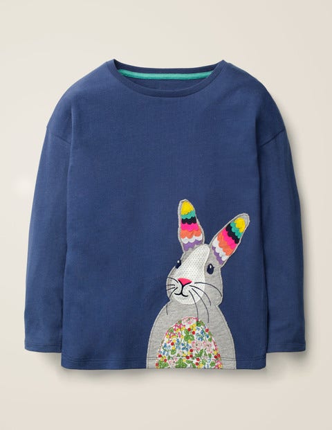 Big Appliqué T-Shirt - College Blue Rabbit Big Appliqué T-Shirt - College Blue Rabbit