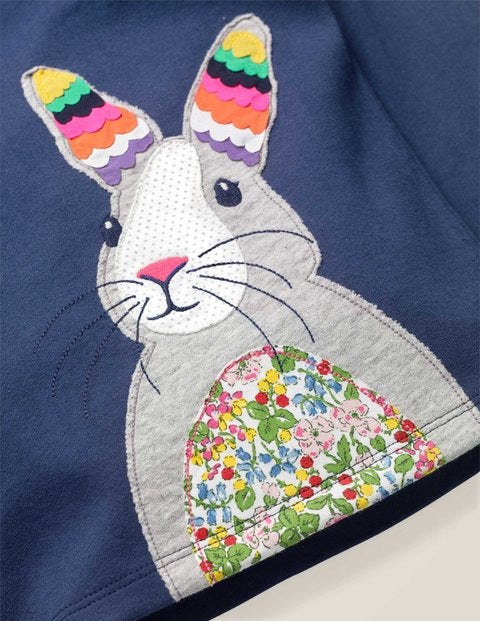 Big Appliqué T-Shirt - College Blue Rabbit Big Appliqué T-Shirt - College Blue Rabbit