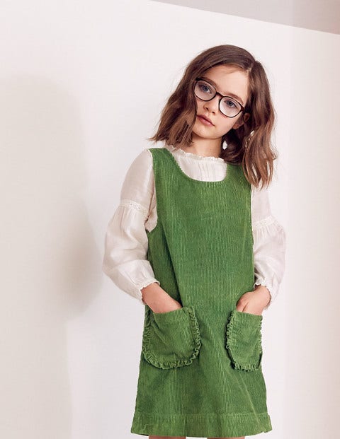 Schürzenkleid Aus Cord Mit Taschen - Weidengrün Schürzenkleid Aus Cord Mit Taschen - Weidengrün